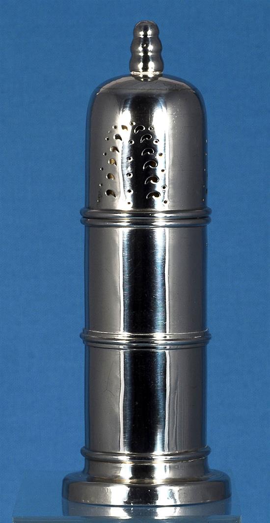 An Edwardian silver lighthouse sugar caster, by Robert Stebbings, Height 215mm, weight 7.4oz/232grms
